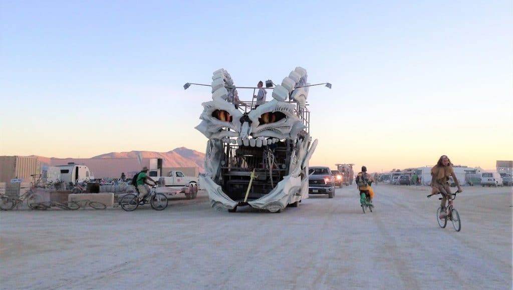 burning man brushing teeth