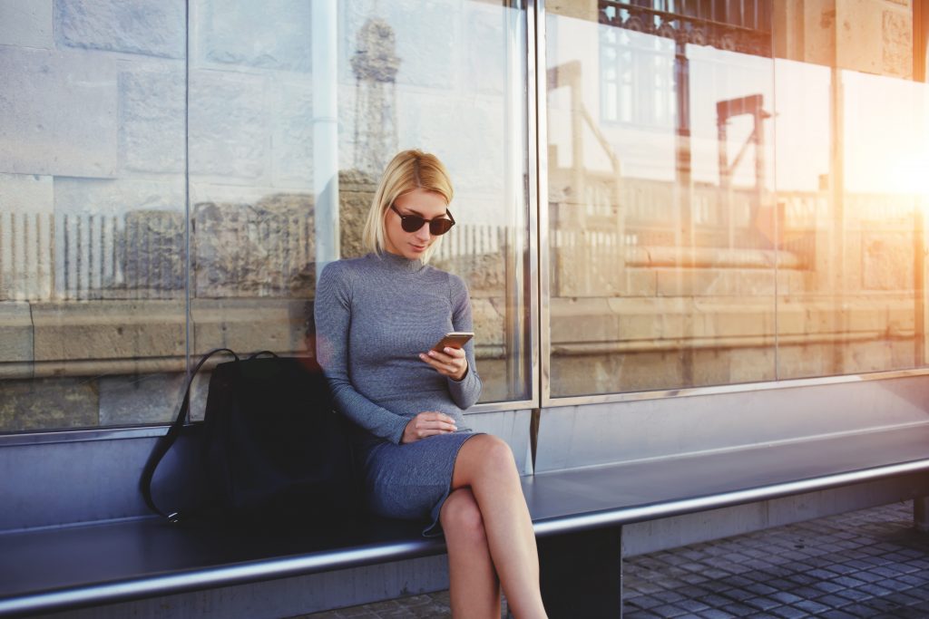 Stylish Hipster Girl Chatting Via Smart Phone